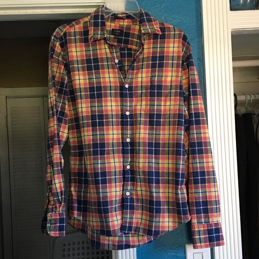 Jcrew factory summer plaid shirt medium slim